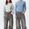 Astro Mid Rise Loose Baggy Unisex Jeans – Mine Grey
