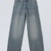Astro Mid Rise Loose Baggy Unisex Jeans – Trove Blue – Medium Blue