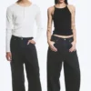 Astro Mid Rise Loose Baggy Unisex Jeans – Tuned Black – Black
