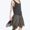 Asymmetric Cotton Midi Skirt – Dark Mole