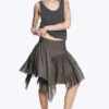 Asymmetric Cotton Midi Skirt – Dark Mole