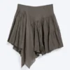 Asymmetric Cotton Midi Skirt – Dark Mole