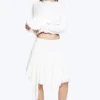 Asymmetric Cotton Midi Skirt – Dusty White