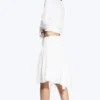 Asymmetric Cotton Midi Skirt – Dusty White