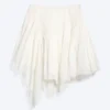 Asymmetric Cotton Midi Skirt – Dusty White