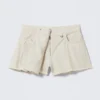 Asymmetric Cotton Twill Wrap Skort – White