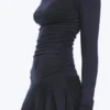 Asymmetric Draped Mini Dress – Dark Blue