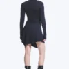 Asymmetric Draped Mini Dress – Dark Blue
