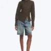 Asymmetric Fitted Poplin Shirt – Dark Brown