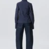Asymmetric Fitted Poplin Shirt – Striped Dark Blue