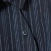 Asymmetric Fitted Poplin Shirt – Striped Dark Blue