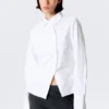 Asymmetric Fitted Poplin Shirt – White