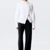 Asymmetric Fitted Poplin Shirt – White