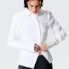 Asymmetric Fitted Poplin Shirt – White