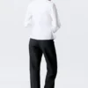 Asymmetric Fitted Poplin Shirt – White