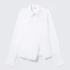 Asymmetric Fitted Poplin Shirt – White