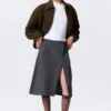 Asymmetric Linen-Blend Suiting Skirt – Dark Grey