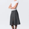Asymmetric Linen-Blend Suiting Skirt – Dark Grey