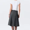 Asymmetric Linen-Blend Suiting Skirt – Dark Grey