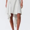 Asymmetric Mid Rise Wrap Midi Skirt – Light Beige