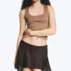 Asymmetric Mini Skirt – Dark Brown