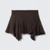 Asymmetric Mini Skirt – Dark Brown