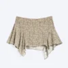Asymmetric Mini Skirt – Light Dusty Khaki Green