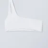 Asymmetric One-Shoulder Bikini Top – White