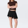 Asymmetric Pleated Wrap Mini Skirt – Black