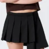 Asymmetric Pleated Wrap Mini Skirt – Black