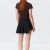 Asymmetric Pleated Wrap Mini Skirt – Black