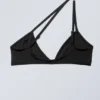 Asymmetric Pullover Bikini Top – Black