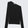 Asymmetric Rib Long Sleeve – Black
