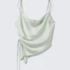 Asymmetric Satin Strap Top – Mint Green