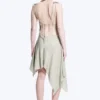 Asymmetric Sleeveless Cowl-Neck Midi Dress – Light Mole