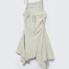 Asymmetric Sleeveless Cowl-Neck Midi Dress – Light Mole