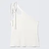Asymmetric Tie Jersey Tank Top – White