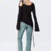 Asymmetric Tie-Shoulder Knitted Sweater – Black