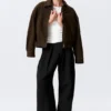 Asymmetric Wide Leg Suiting Trousers – Black