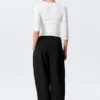 Asymmetric Wide Leg Suiting Trousers – Black