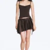 Asymmetric Wrap Mini Skirt – Dark Brown