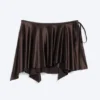 Asymmetric Wrap Mini Skirt – Dark Brown