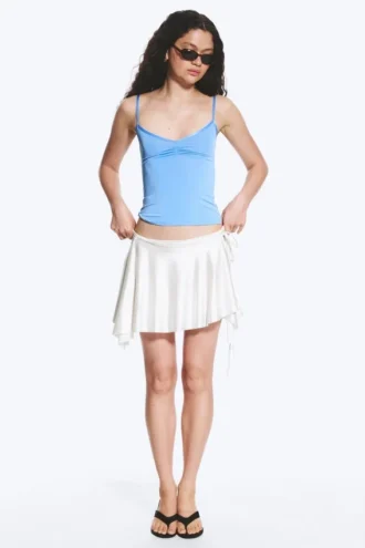 Asymmetric Wrap Mini Skirt – Off-White