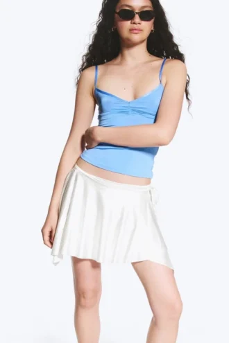 Asymmetric Wrap Mini Skirt – Off-White