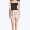 Asymmetric Wrap Mini Skirt – White/Pink Flower
