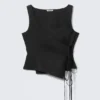 Asymmetric Wrap Strap Top – Black