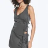 Asymmetric Wrap Strap Top – Dark Grey Melange