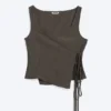 Asymmetric Wrap Strap Top – Dark Mole