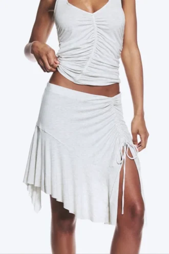 Asymmetrical Midi Skirt – Light Grey Melange