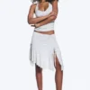Asymmetrical Midi Skirt – Light Grey Melange